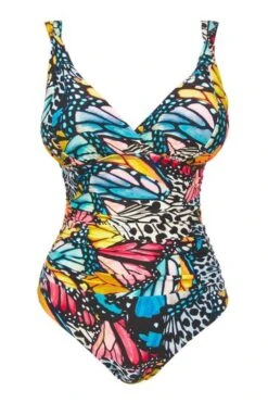 Simply Be Longer Length Butterfly Print Magisculpt Lose Up To An Inch Black Swimsuit -Tienda Barata Deporte 324286