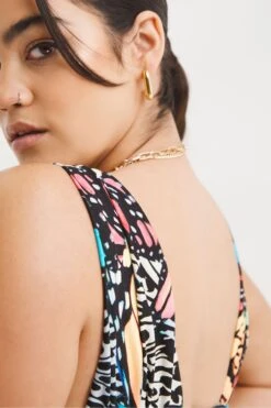 Simply Be Longer Length Butterfly Print Magisculpt Lose Up To An Inch Black Swimsuit -Tienda Barata Deporte 324286s4