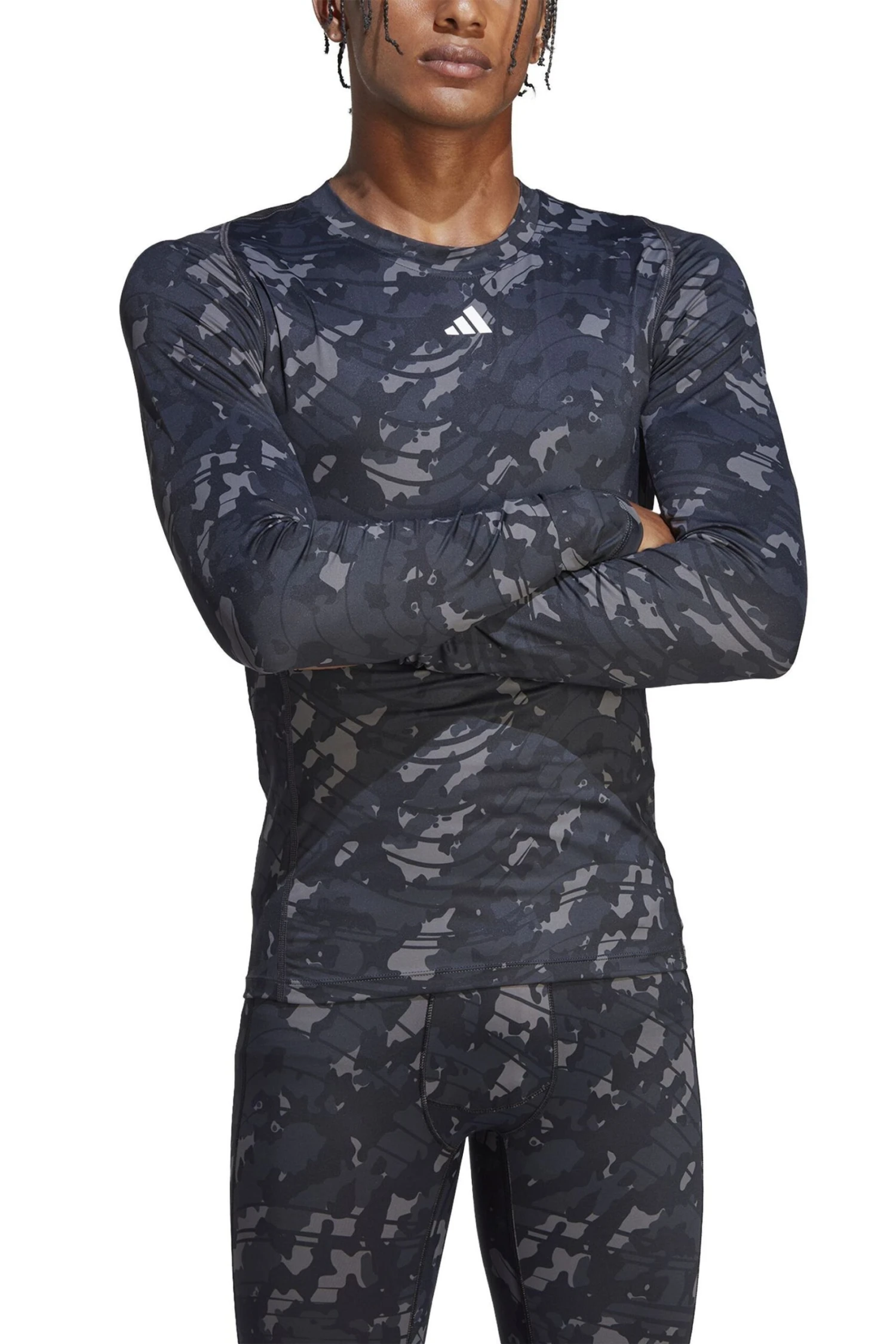 Adidas Black Performance Techfit Allover Print Training Long-Sleeve Top 4 Adidas Black Performance Techfit Allover Print Training Long-Sleeve Top - Imagen 4