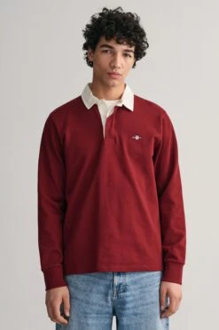 GANT Regular Fit Red Shield Logo Heavy Rugby Shirt