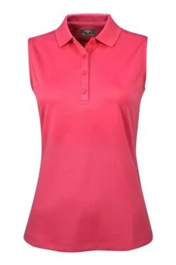 Callaway Apparel Ladies Pink Golf Sleeveless Knit Polo Shirt -Tienda Barata Deporte 572451