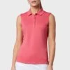 Callaway Apparel Ladies Pink Golf Sleeveless Knit Polo Shirt