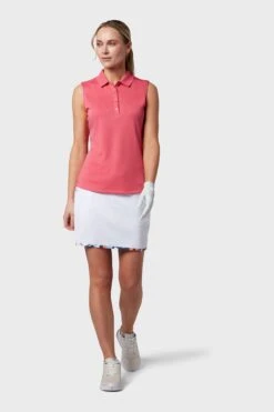 Callaway Apparel Ladies Pink Golf Sleeveless Knit Polo Shirt -Tienda Barata Deporte 572451s3