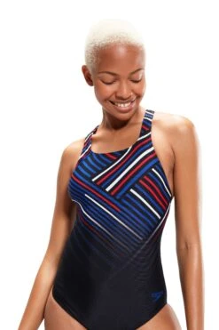 Speedo Womens Blue Digital Printed Medalist Swimsuit -Tienda Barata Deporte 703650s4