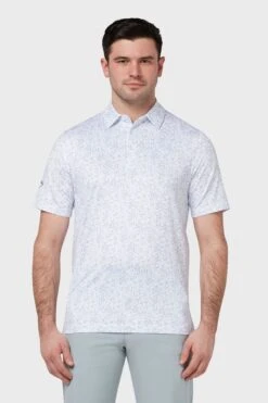 Callaway Apparel Mens Golf Allover Chev White Polo Shirt