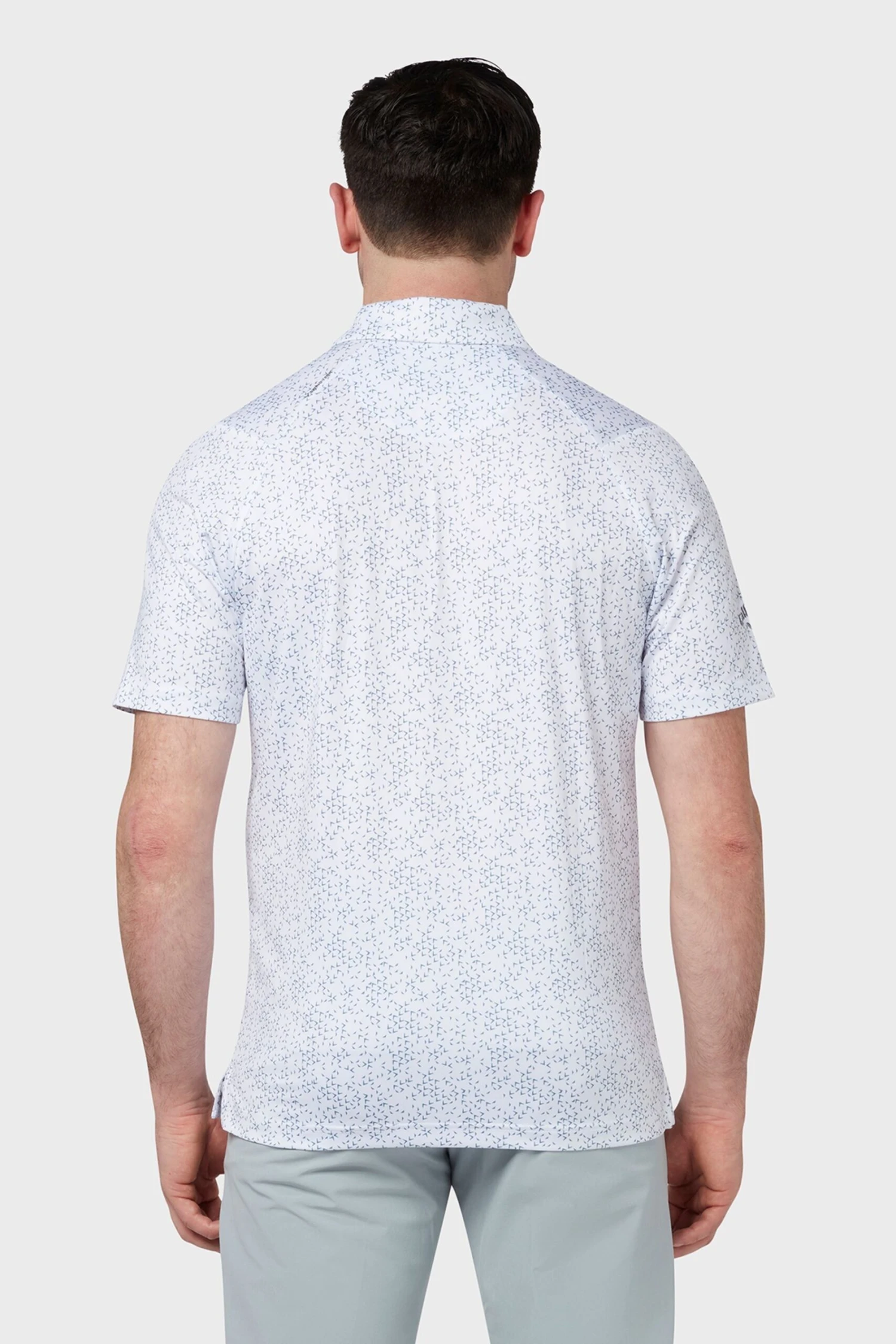 Callaway Apparel Mens Golf Allover Chev White Polo Shirt 2 Callaway Apparel Mens Golf Allover Chev White Polo Shirt - Imagen 2