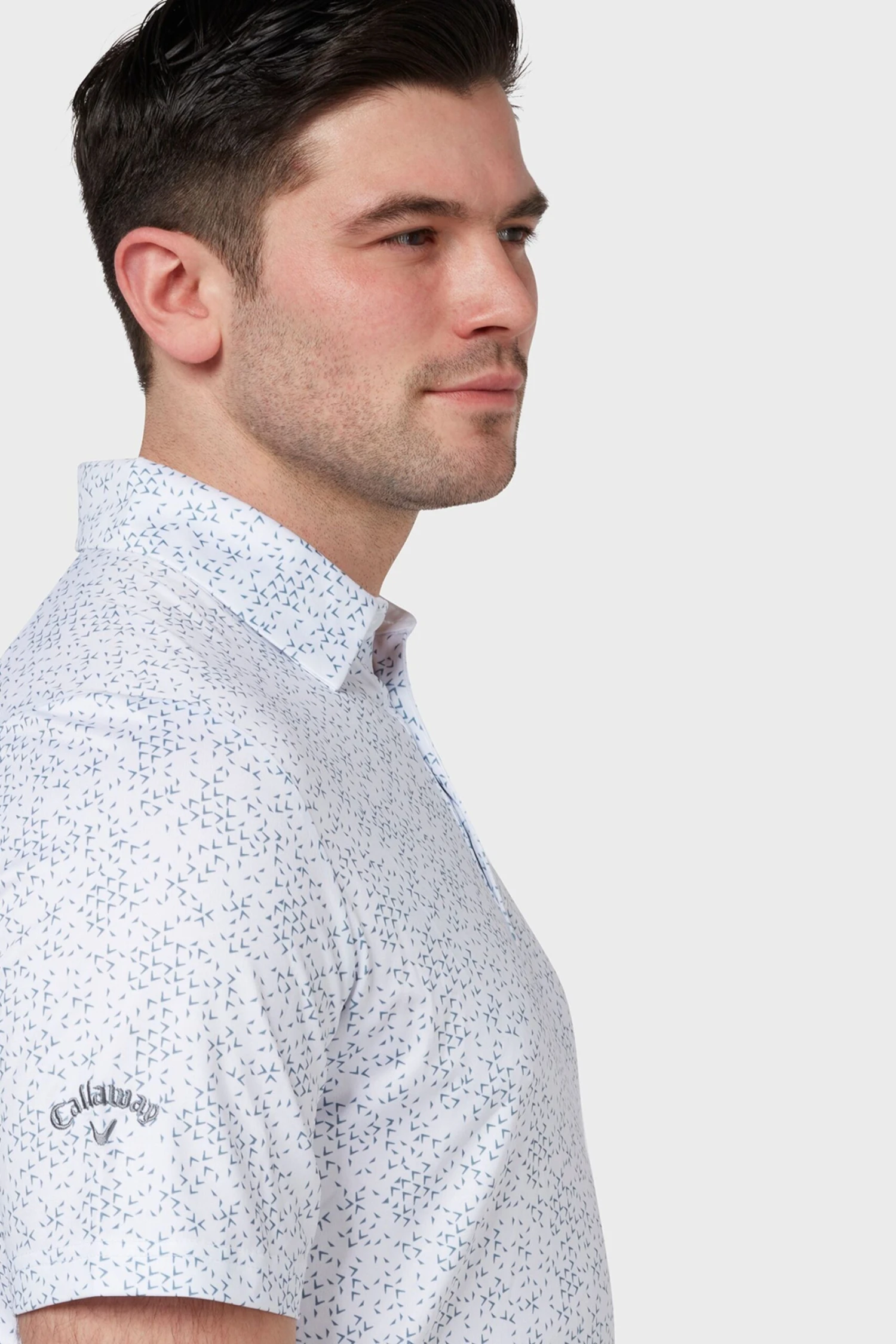 Callaway Apparel Mens Golf Allover Chev White Polo Shirt 4 Callaway Apparel Mens Golf Allover Chev White Polo Shirt - Imagen 4