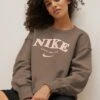 Nike Brown Oversized Varsity Crew Sweatshirt