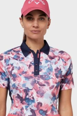 Callaway Apparel Ladies Pink Short Sleeve Floral Polo Shirt -Tienda Barata Deporte 810336s4
