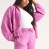 Simply Be Hot Pink Cropped Zip Through Hoodie