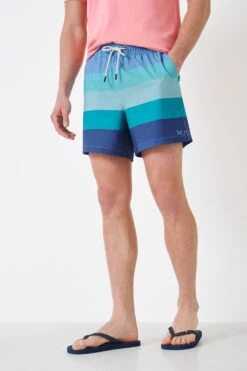 Crew Clothing Company Blue Multi Stripe Swim Shorts
