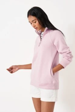 Crew Clothing Company Mid Pink Cotton Relaxed Sweater