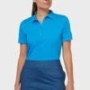 Callaway Apparel Ladies Blue Golf Swingtech Solid Polo Shirt