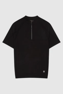 Reiss Airforce Blue Oval Half Zip Funnel Neck Polo T-Shirt-Azul Fuerza Aérea -Tienda Barata Deporte A76163s2