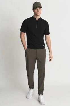 Reiss Airforce Blue Oval Half Zip Funnel Neck Polo T-Shirt-Azul Fuerza Aérea -Tienda Barata Deporte A76163s3