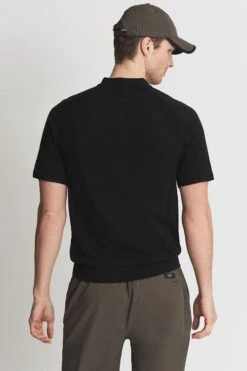 Reiss Airforce Blue Oval Half Zip Funnel Neck Polo T-Shirt-Azul Fuerza Aérea -Tienda Barata Deporte A76163s5