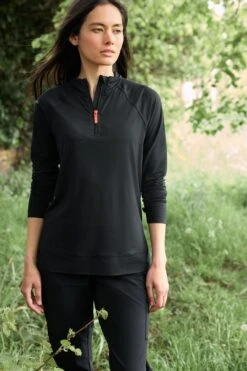 Black Next Active Sports Long Sleeve Zip Neck Top
