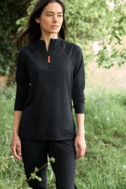 Black Next Active Sports Long Sleeve Zip Neck Top -Tienda Barata Deporte A81233s