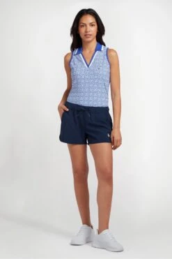 Original Penguin Golf Ladies Blue Abstract Printed V-Neck Vest -Tienda Barata Deporte A96735s3