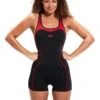 Speedo Womens Panel Legsuit-Negro/Rojo