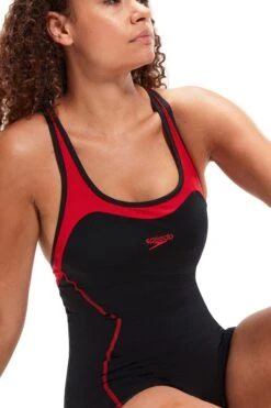 Speedo Womens Panel Legsuit-Negro/Rojo -Tienda Barata Deporte C06158s7