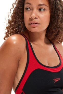 Speedo Womens Panel Legsuit-Negro/Rojo -Tienda Barata Deporte C06158s8