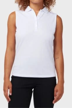 Callaway Apparel Ladies Callaway Golf Sleeveless Knit White Polo Shirt -Tienda Barata Deporte C20759s3