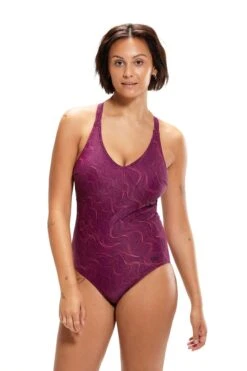 Speedo Plum Purple Lexi Printed Shaping 1 Piece Swimsuit