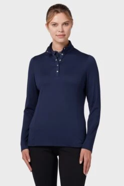 Callaway Apparel Blue Callaway Golf Thermal Longsleeve Fleece Back Jersey