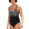 Speedo Black/White Contour Eclipse Printed 1 Piece Shaping Swimsuit
