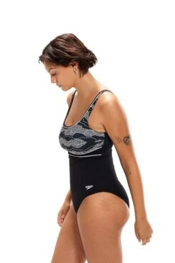 Speedo Black/White Contour Eclipse Printed 1 Piece Shaping Swimsuit -Tienda Barata Deporte C72890s3