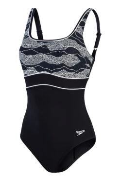 Speedo Black/White Contour Eclipse Printed 1 Piece Shaping Swimsuit -Tienda Barata Deporte C72890s6