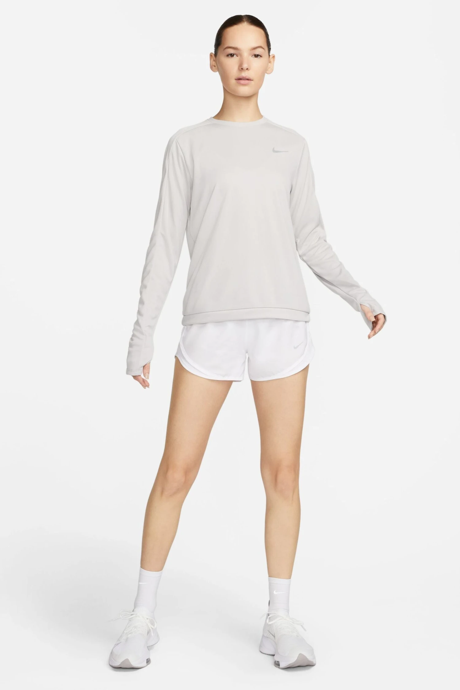 Nike Light Grey Dri-FIT Crew Running Top 1 Nike Light Grey Dri-FIT Crew Running Top