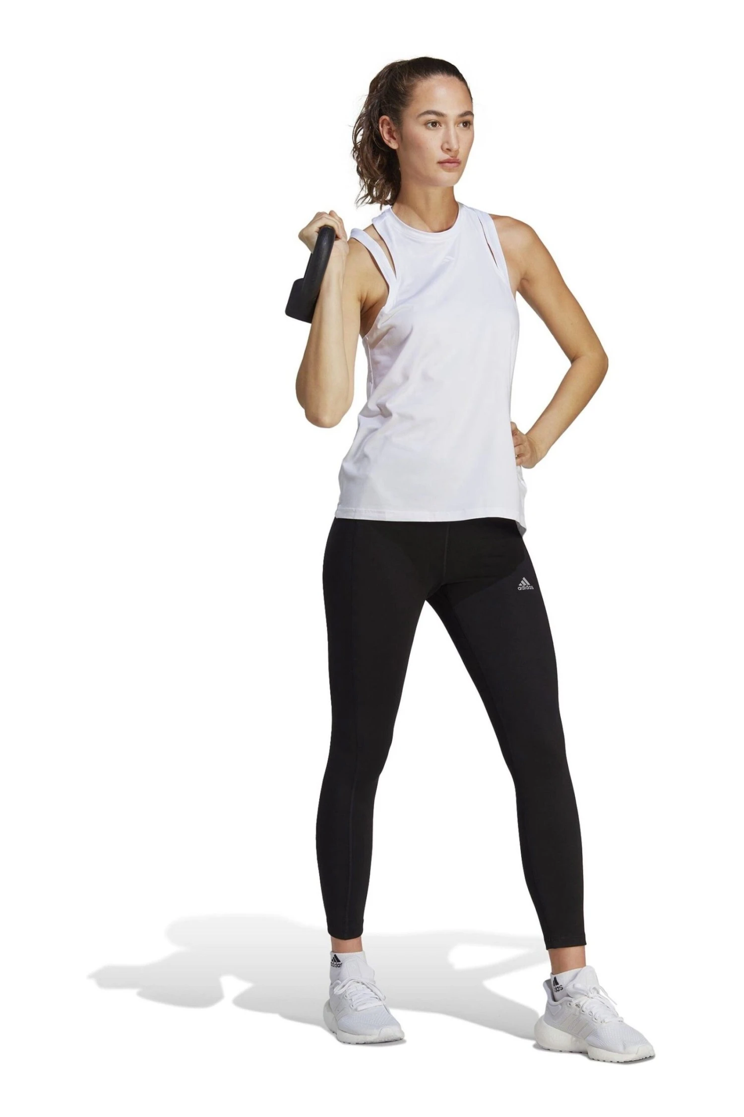 Adidas White Training Aeroready Train Essentials 3 Bar Logo Vest Top-Blanco 3 Adidas White Training Aeroready Train Essentials 3 Bar Logo Vest Top-Blanco - Imagen 3