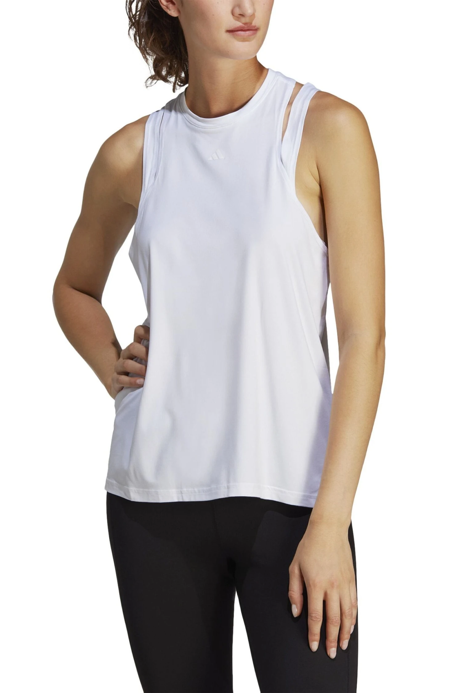 Adidas White Training Aeroready Train Essentials 3 Bar Logo Vest Top-Blanco 4 Adidas White Training Aeroready Train Essentials 3 Bar Logo Vest Top-Blanco - Imagen 4