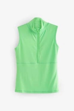 Green Next Active Zip Neck Short Sleeve Tennis Vest -Tienda Barata Deporte C94572
