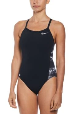 Nike Black Hydrastrong Multi Print Racerback Swimsuit