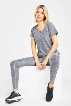 Elle Sport Grey Marl Effect Tights -Tienda Barata Deporte D28104s3