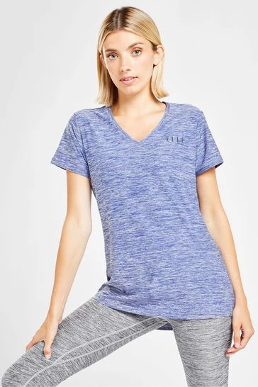 Elle Sport Blue Poly V-Neck T-Shirt 6 Elle Sport Blue Poly V-Neck T-Shirt - Imagen 6