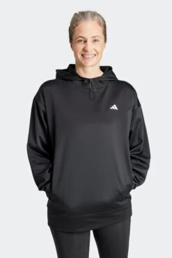 Adidas Black Performance Training Hooded Sweat Top-Negro
