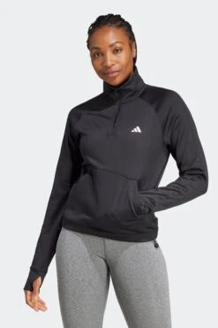 Adidas Black Performance Training Aeroready Game & Go Quarter-zip Fleece Top-Negro