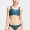 Adidas Black Sportswear Swim 3-Stripe Bikini-Negro