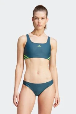 Adidas Black Sportswear Swim 3-Stripe Bikini-Negro