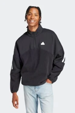 Adidas Black Sportswear Future Icons 3-Stripes 1/4-Zip Sweatshirt