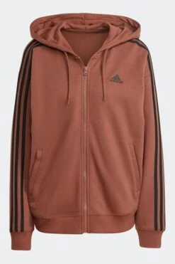 Adidas Brown Regular Sportswear Essentials 3-Stripes French Terry Full-Zip Hoodie-Marrón -Tienda Barata Deporte D36705