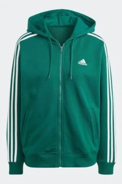 Adidas Brown Regular Sportswear Essentials 3-Stripes French Terry Full-Zip Hoodie-Marrón -Tienda Barata Deporte D36706