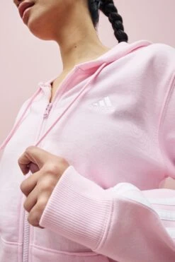 Adidas Brown Regular Sportswear Essentials 3-Stripes French Terry Full-Zip Hoodie-Marrón -Tienda Barata Deporte D36709s5