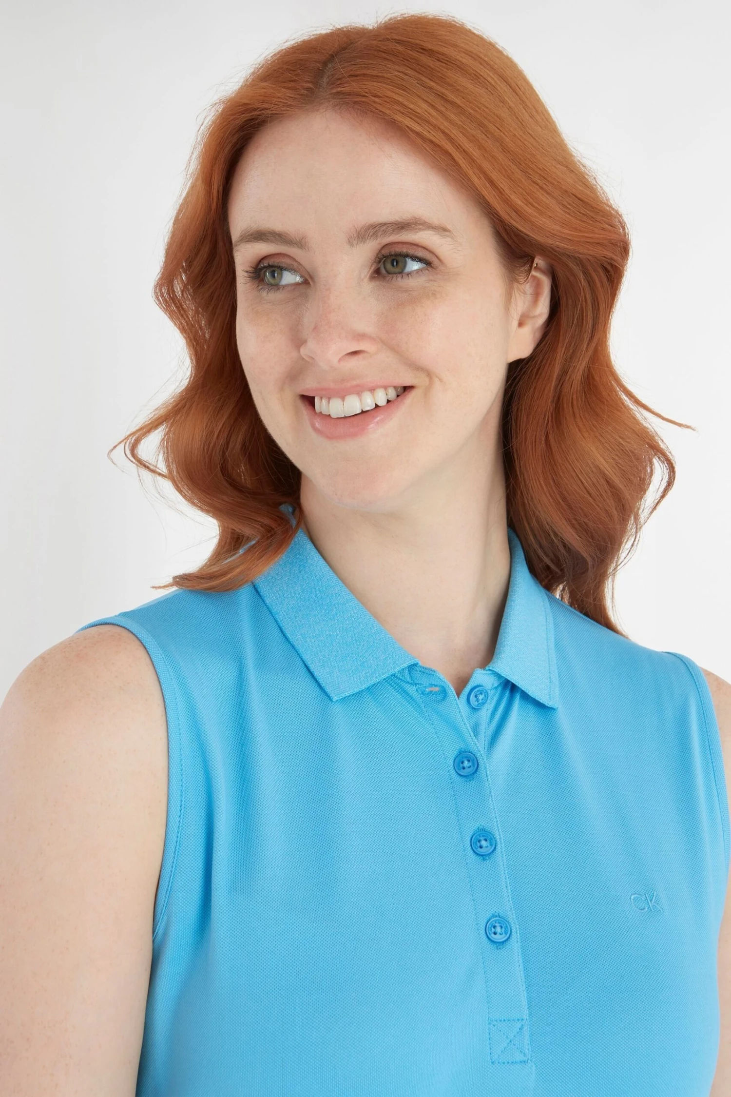 Calvin Klein Golf Blue Sleeve Less Performance Cotton Pique Polo 3 Calvin Klein Golf Blue Sleeve Less Performance Cotton Pique Polo - Imagen 3