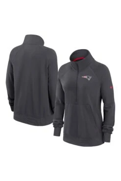 Nike Grey Fanatics Womens New England Patriots Dri-FIT Half Zip Sweat Top