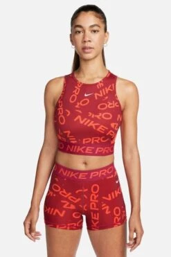 Nike Black Pro Crop All Over Print Tank-Negro -Tienda Barata Deporte D60502